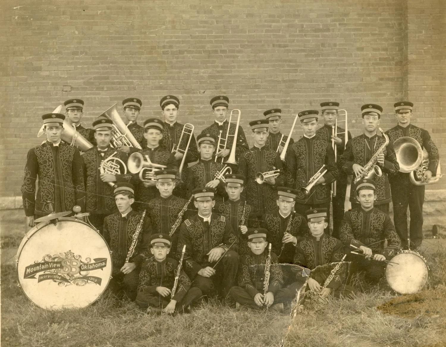 Photograph of the Mountain View Band Boys, Mountain View, OK.