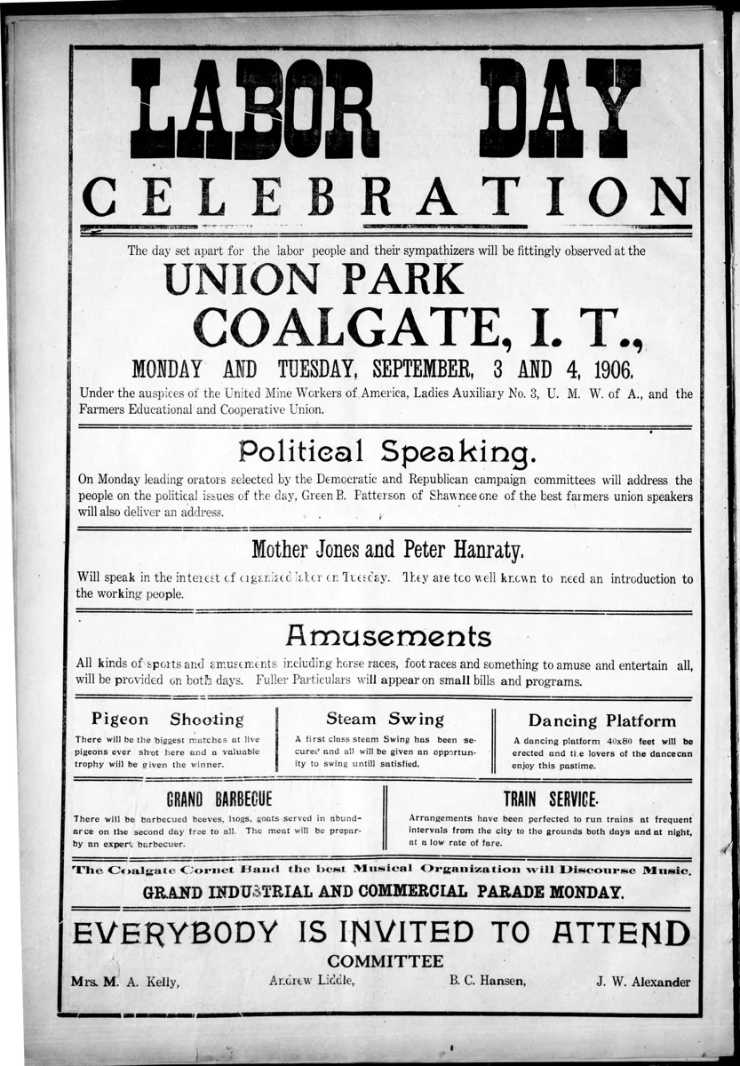 Coalgate Cornet Band parade announcement