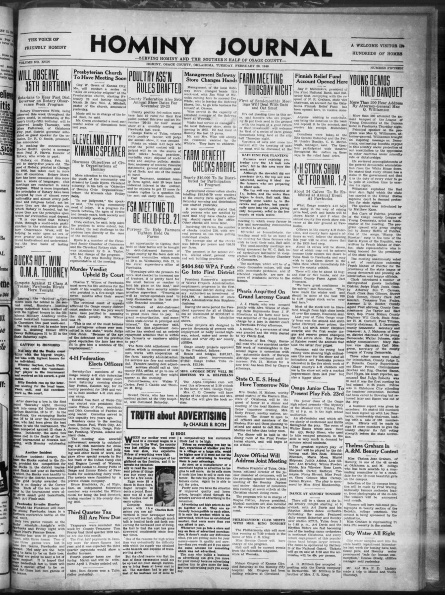 The Hominy Journal dance notice