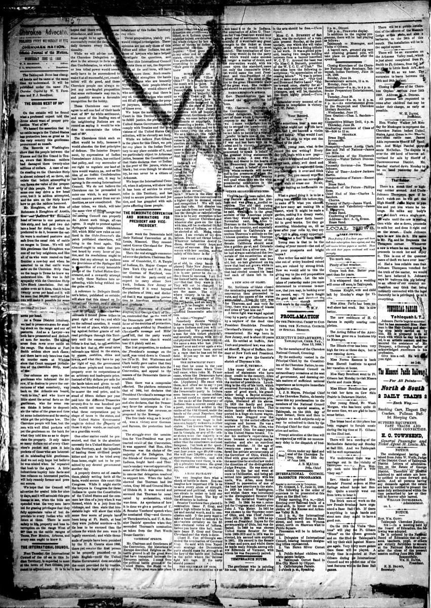 The reviewed Oklahoma band history identifies Tahlequah Cornet Band in Tahlequah and gives the evidence date as Active 1889.; A 1872 report says W. A. McCandless was giving lessons to the Tahlequah brass band; a later item documents a seasonal concert.