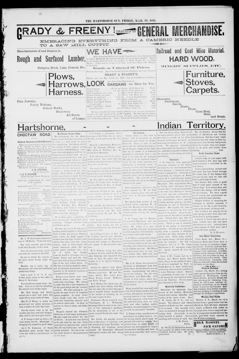 Contemporary Oklahoma newspaper evidence identifies the named ensemble in actual performance, organization, personnel, finance, or travel activity; see TRIAGE-073.