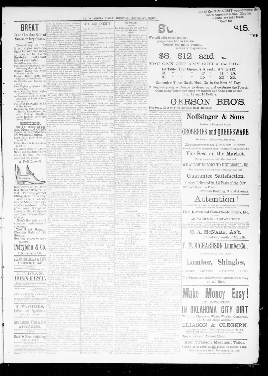 5th Cavalry Band Fort Reno July 4 announcement